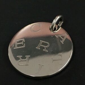 Cartier Silver Tone Round Logo Pendant